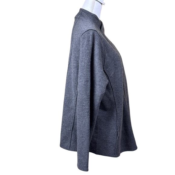 Eileen Fisher gray zip cardy/jacket, minimalist, lagenlook, asymmetrical, artsy - Picture 2 of 8